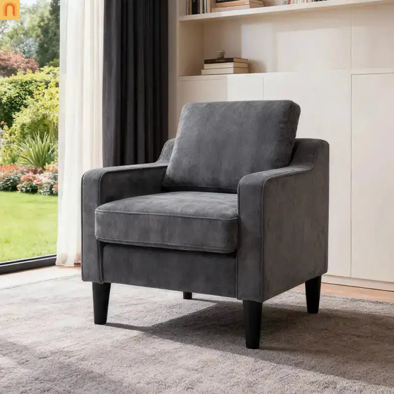 Accent Chair Mid-Century Linen Gray Pocket Spring 380 lb 30in