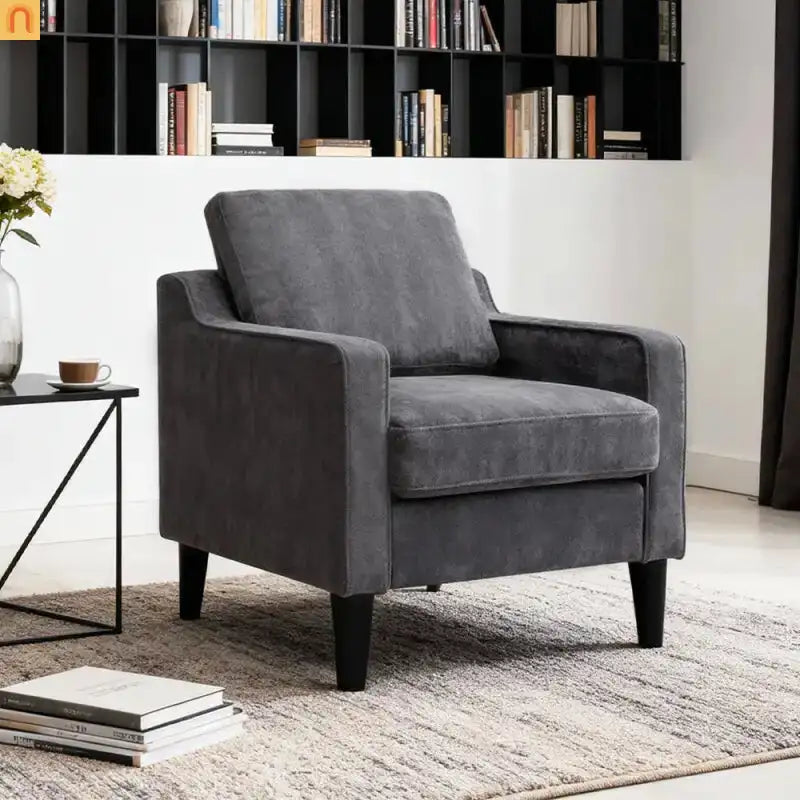 Accent Chair Mid-Century Linen Gray Pocket Spring 380 lb 30in