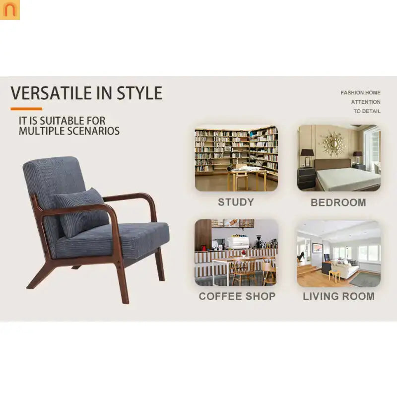 Accent Chair Mid-Century Dark Gray 28in