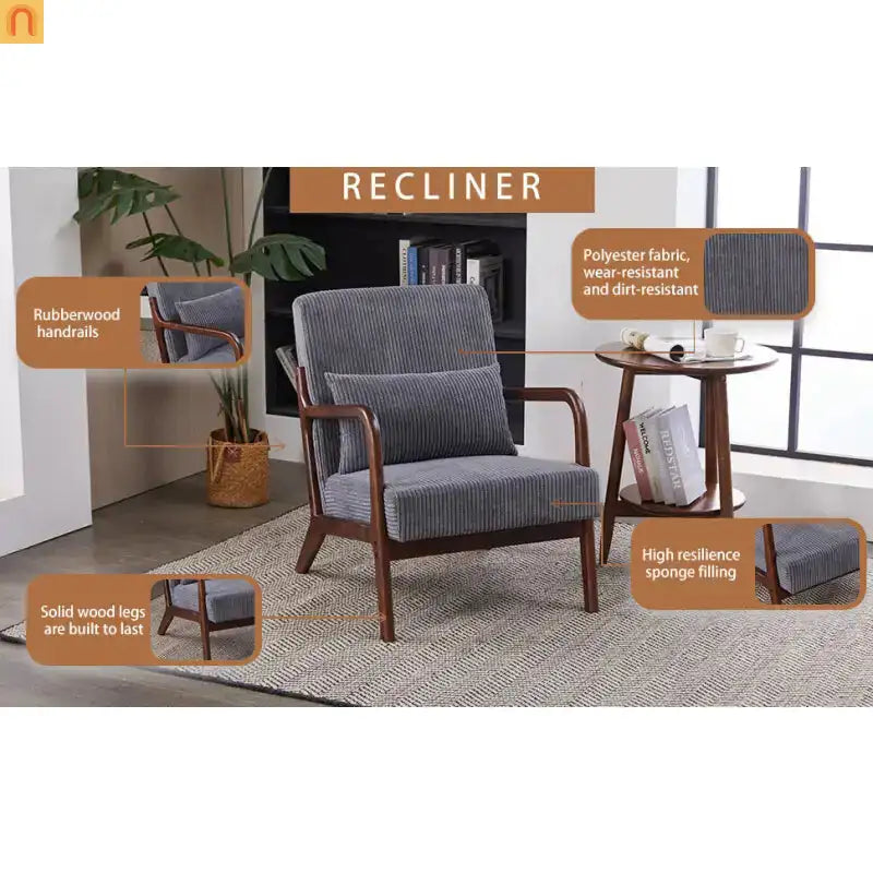 Accent Chair Mid-Century Dark Gray 28in
