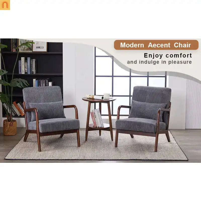 Accent Chair Mid-Century Dark Gray 28in