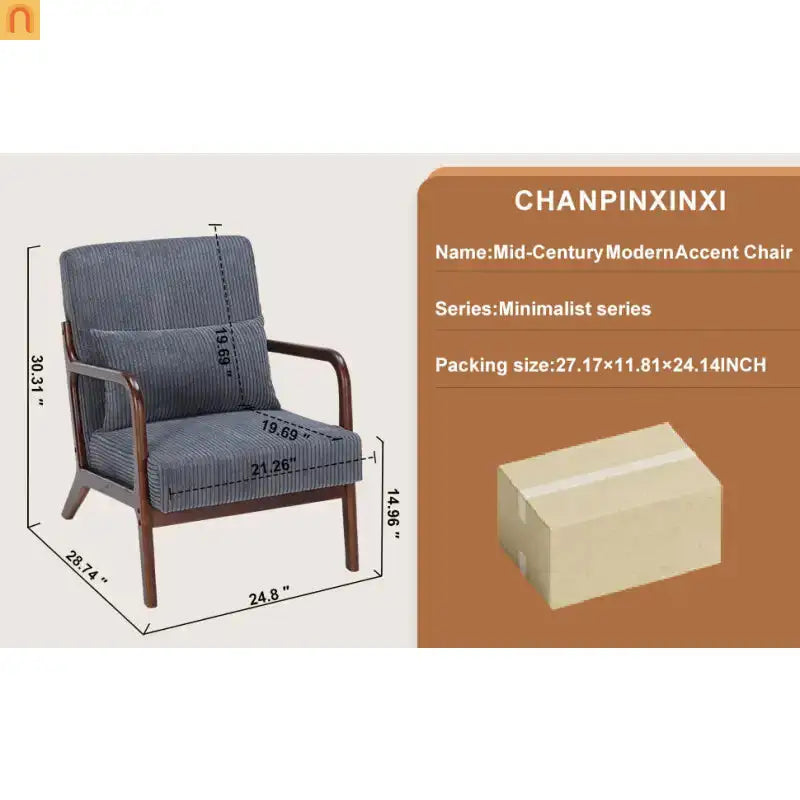 Accent Chair Mid-Century Dark Gray 28in