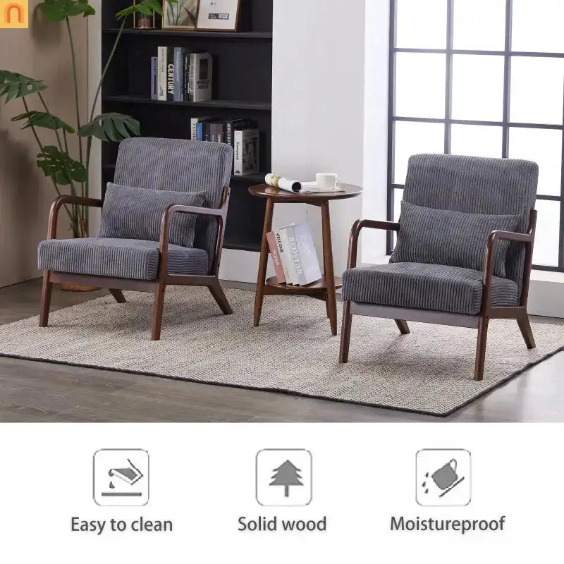 Accent Chair Mid-Century Dark Gray 28in