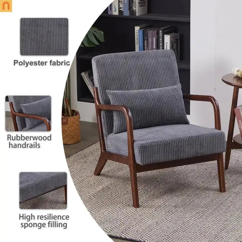 Accent Chair Mid-Century Dark Gray 28in