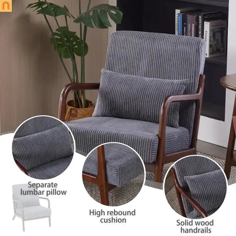 Accent Chair Mid-Century Dark Gray 28in