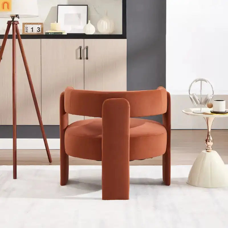 Accent Chair Mid-Century Velvet Orange Tapered Wood Legs 300 lb 31in