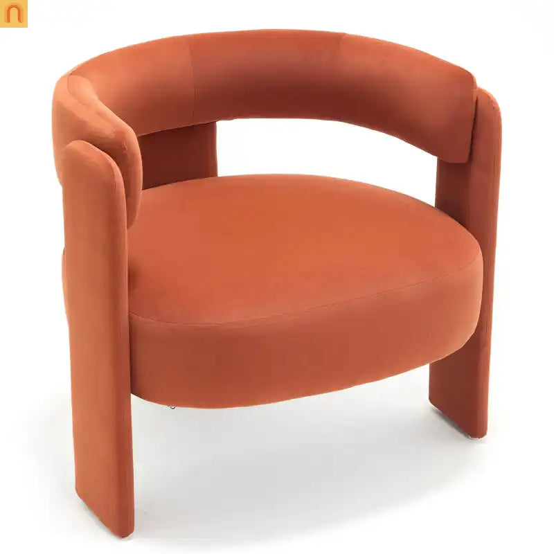 Accent Chair Mid-Century Velvet Orange Tapered Wood Legs 300 lb 31in