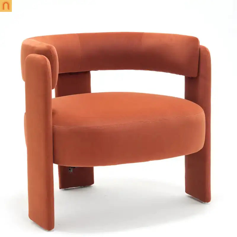 Accent Chair Mid-Century Velvet Orange Tapered Wood Legs 300 lb 31in