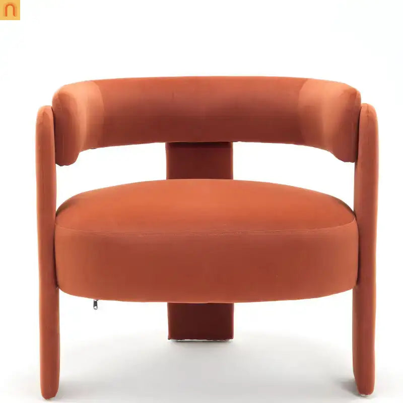Accent Chair Mid-Century Velvet Orange Tapered Wood Legs 300 lb 31in