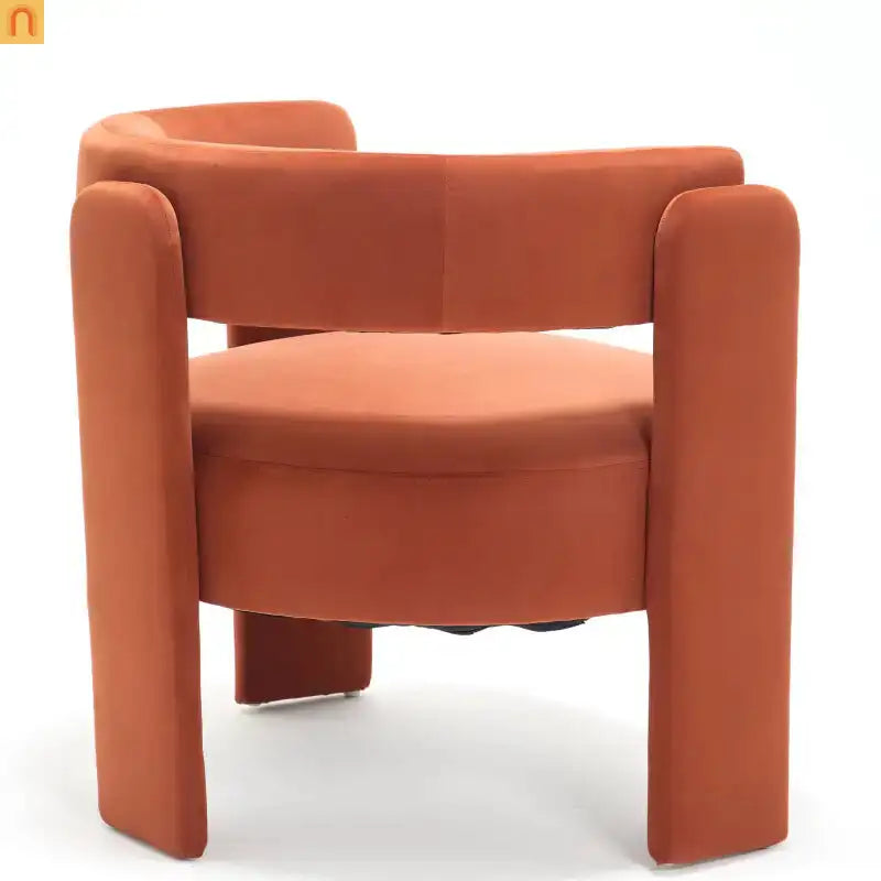 Accent Chair Mid-Century Velvet Orange Tapered Wood Legs 300 lb 31in