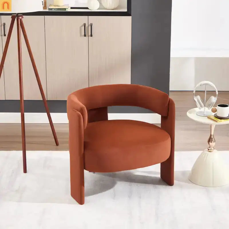Accent Chair Mid-Century Velvet Orange Tapered Wood Legs 300 lb 31in