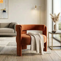 Accent Chair Mid-Century Velvet Orange Tapered Wood Legs 300 lb 31in