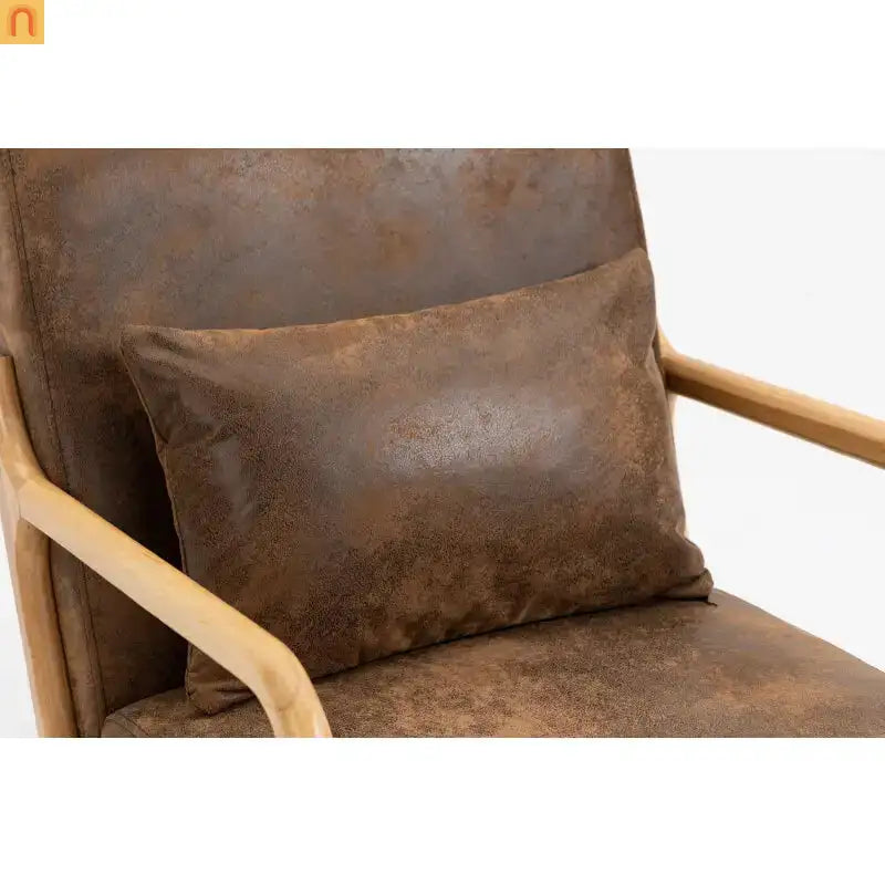 Accent Chair Mid-Century Fabric Brown Cotton Fill Wood Frame 250 lb