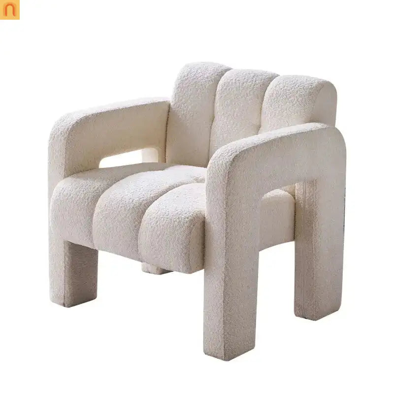 Accent Chair Modern Boucle Beige Solid Wood Frame 31in Wide
