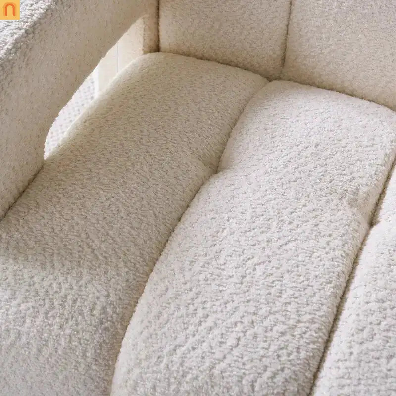 Accent Chair Modern Boucle Beige Solid Wood Frame 31in Wide