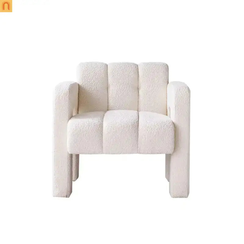 Accent Chair Modern Boucle Beige Solid Wood Frame 31in Wide
