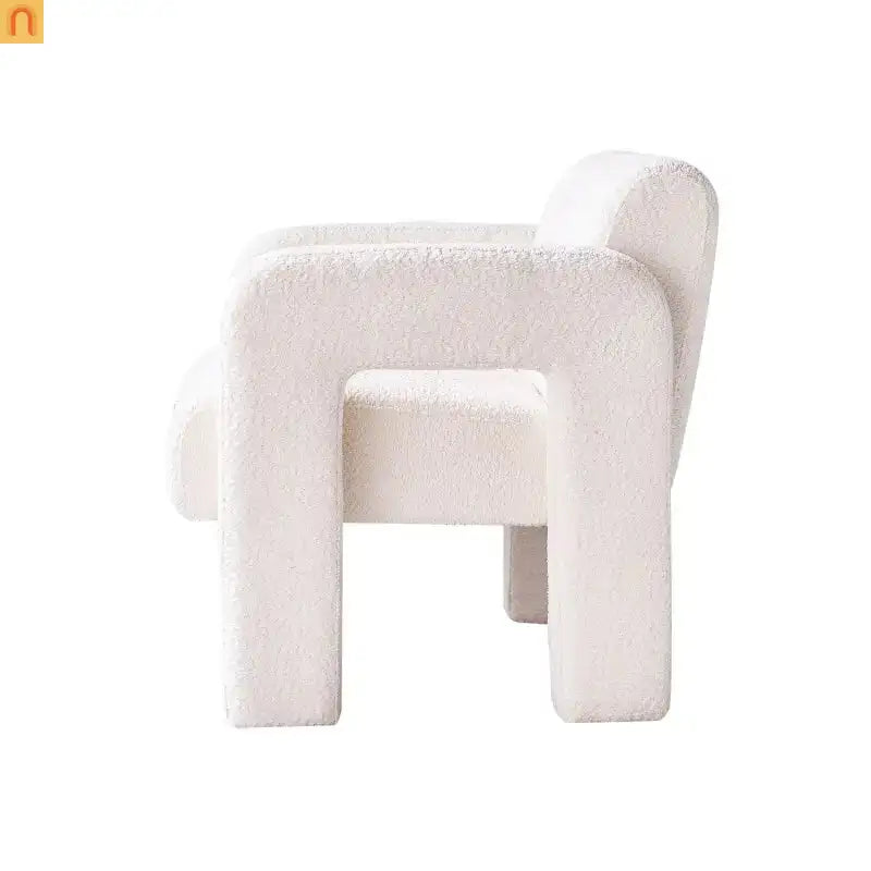 Accent Chair Modern Boucle Beige Solid Wood Frame 31in Wide