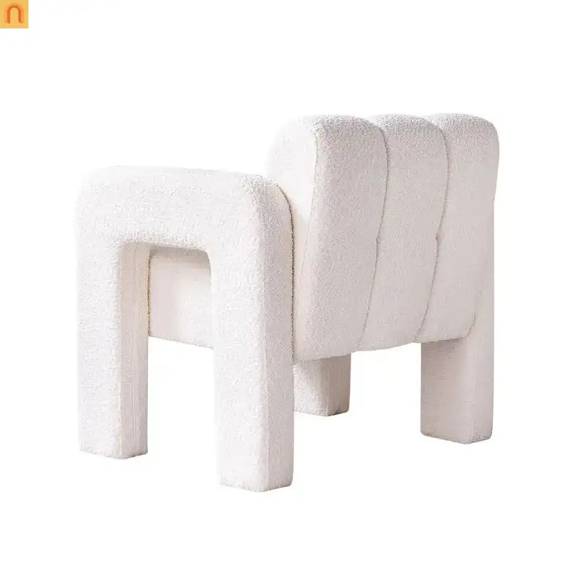 Accent Chair Modern Boucle Beige Solid Wood Frame 31in Wide