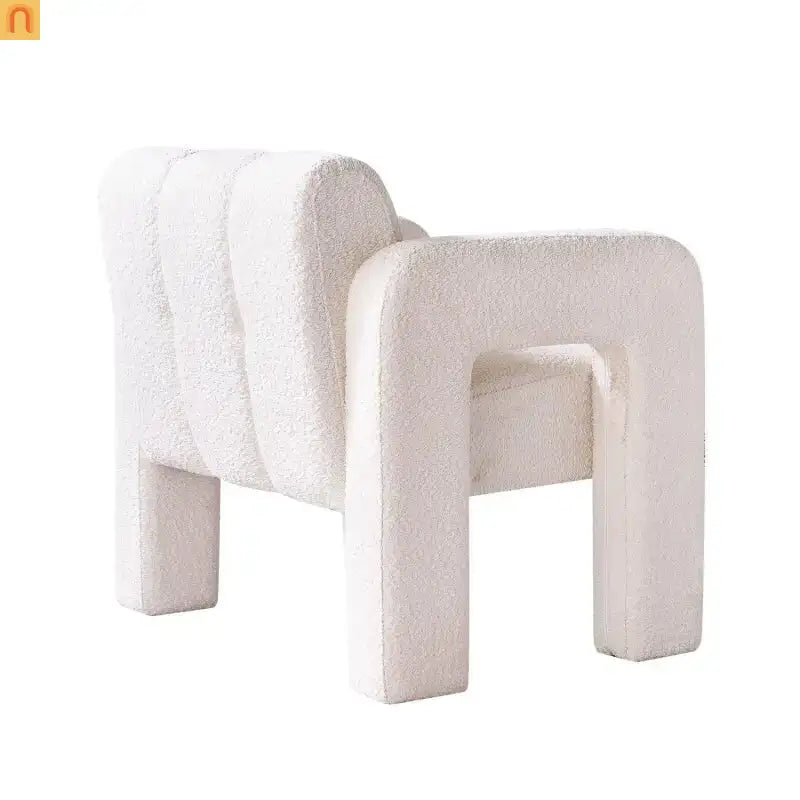 Accent Chair Modern Boucle Beige Solid Wood Frame 31in Wide