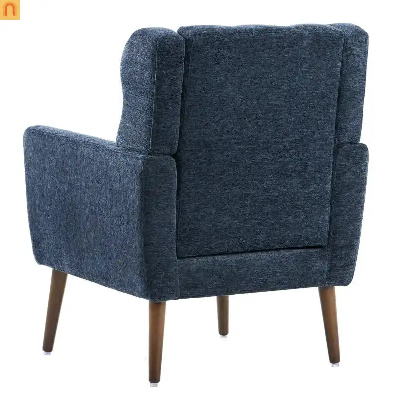 Accent Chair Modern Chenille Dark Blue 28in Waist Pillow 275 lb