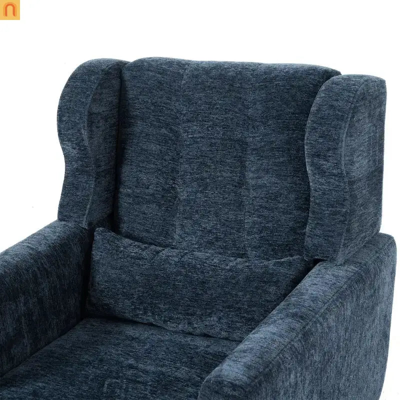 Accent Chair Modern Chenille Dark Blue 28in Waist Pillow 275 lb
