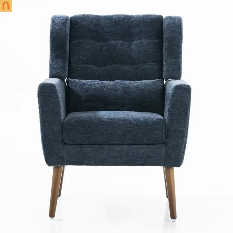 Accent Chair Modern Chenille Dark Blue 28in Waist Pillow 275 lb