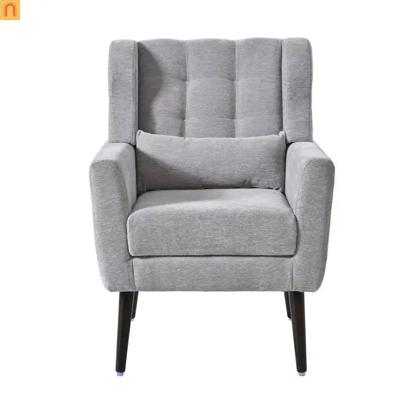 Accent Chair Modern Chenille Gray Rubberwood Waist Pillow 275 lb 28in