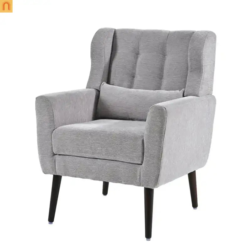 Accent Chair Modern Chenille Gray Rubberwood Waist Pillow 275 lb 28in