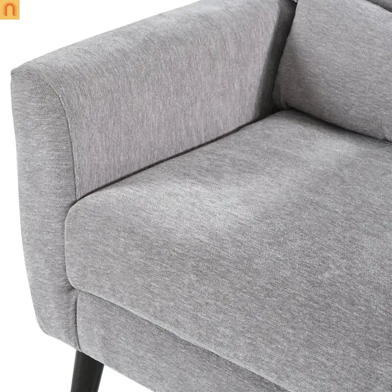 Accent Chair Modern Chenille Gray Rubberwood Waist Pillow 275 lb 28in