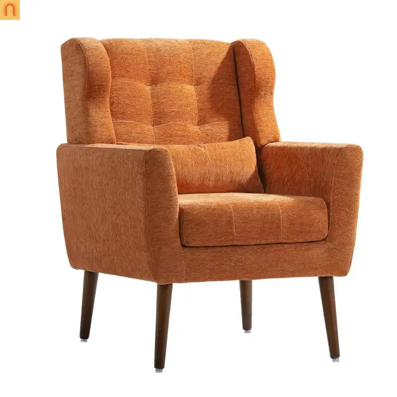 Modern Chenille Orange Accent Chair 28in 275lb