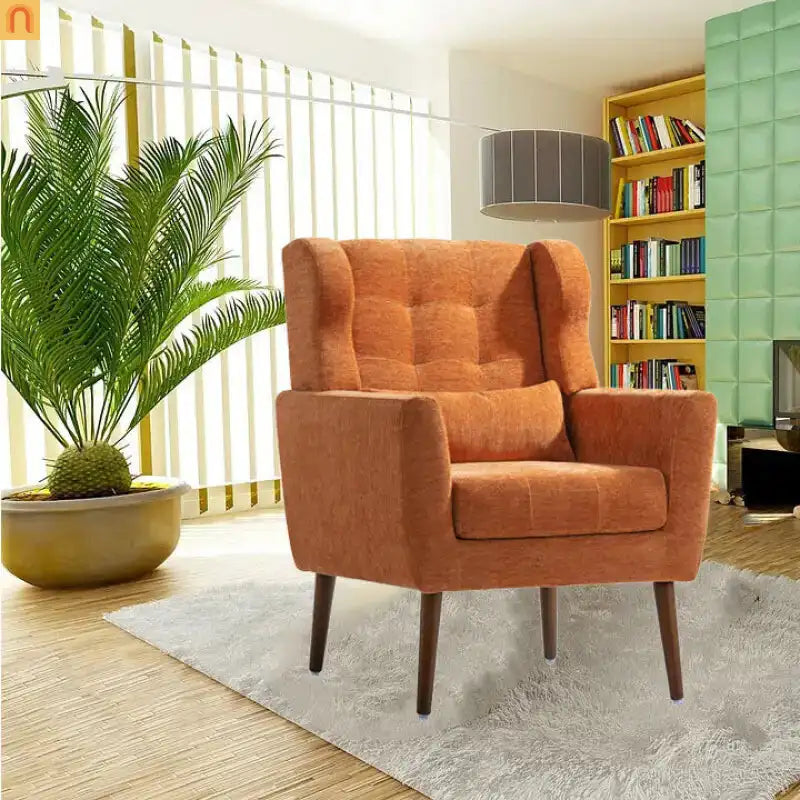 Modern Chenille Orange Accent Chair 28in 275lb