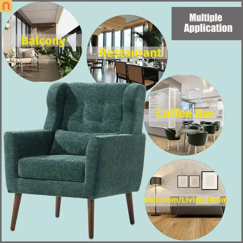 Accent Chair Modern Chenille Blackish Green Rubberwood 275 lb 28in