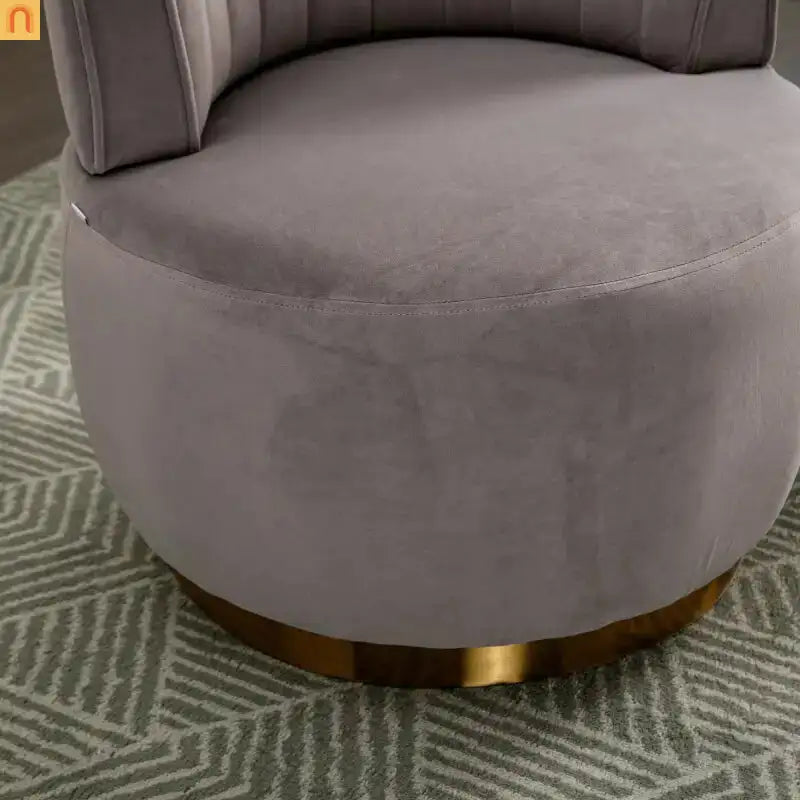 Accent Chair Barrel Swivel Velvet Gray 360 Degree 300 lb 25in