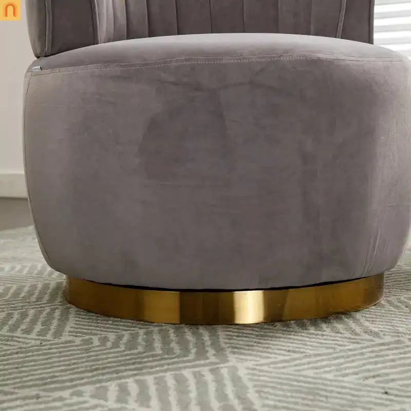 Accent Chair Barrel Swivel Velvet Gray 360 Degree 300 lb 25in