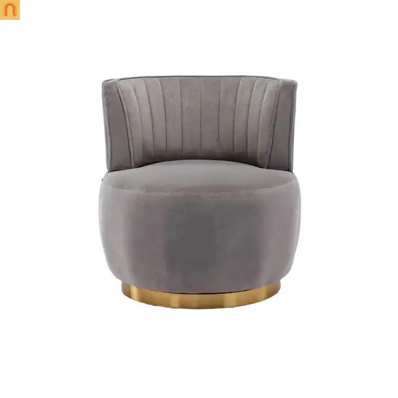 Accent Chair Barrel Swivel Velvet Gray 360 Degree 300 lb 25in