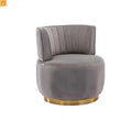 Accent Chair Barrel Swivel Velvet Gray 360 Degree 300 lb 25in