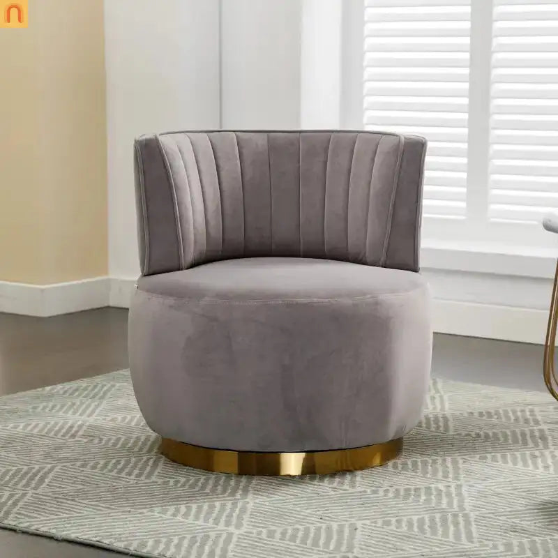 Accent Chair Barrel Swivel Velvet Gray 360 Degree 300 lb 25in