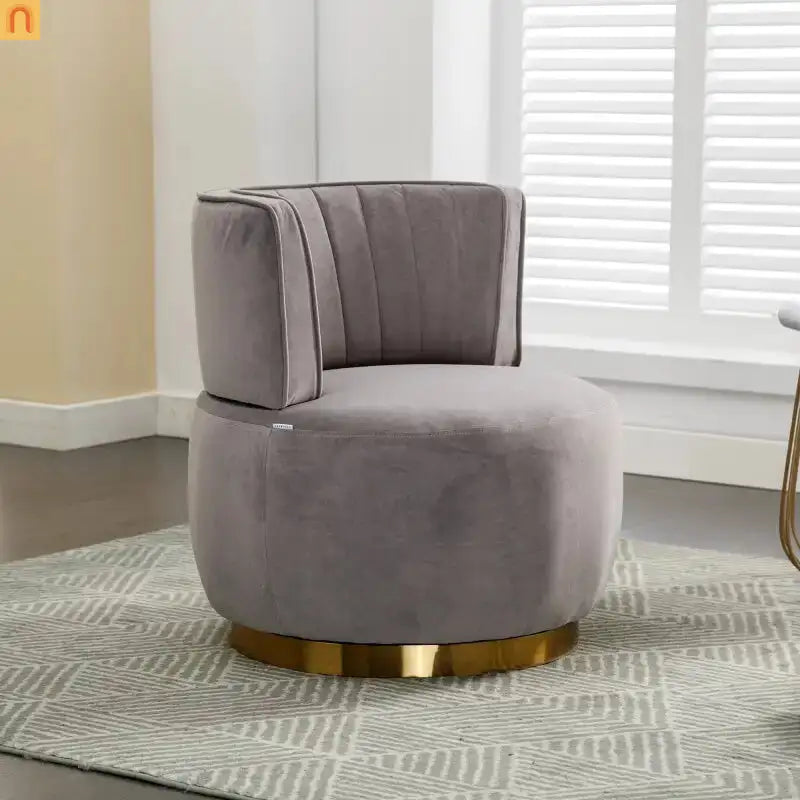 Accent Chair Barrel Swivel Velvet Gray 360 Degree 300 lb 25in
