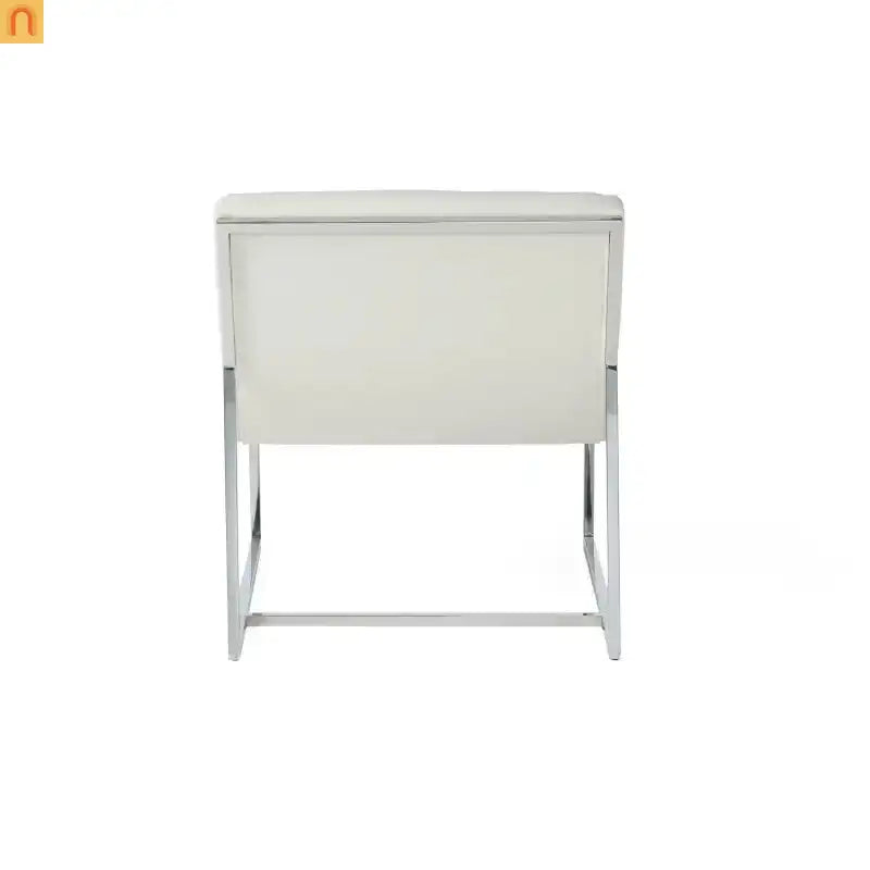 Accent Chair PU Leather White Chrome Legs Roll-Back 27in