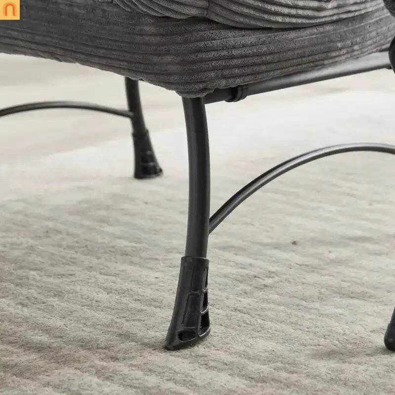 Accent Chair Lounge Gray Flannelette with Ottoman and Side Pocket