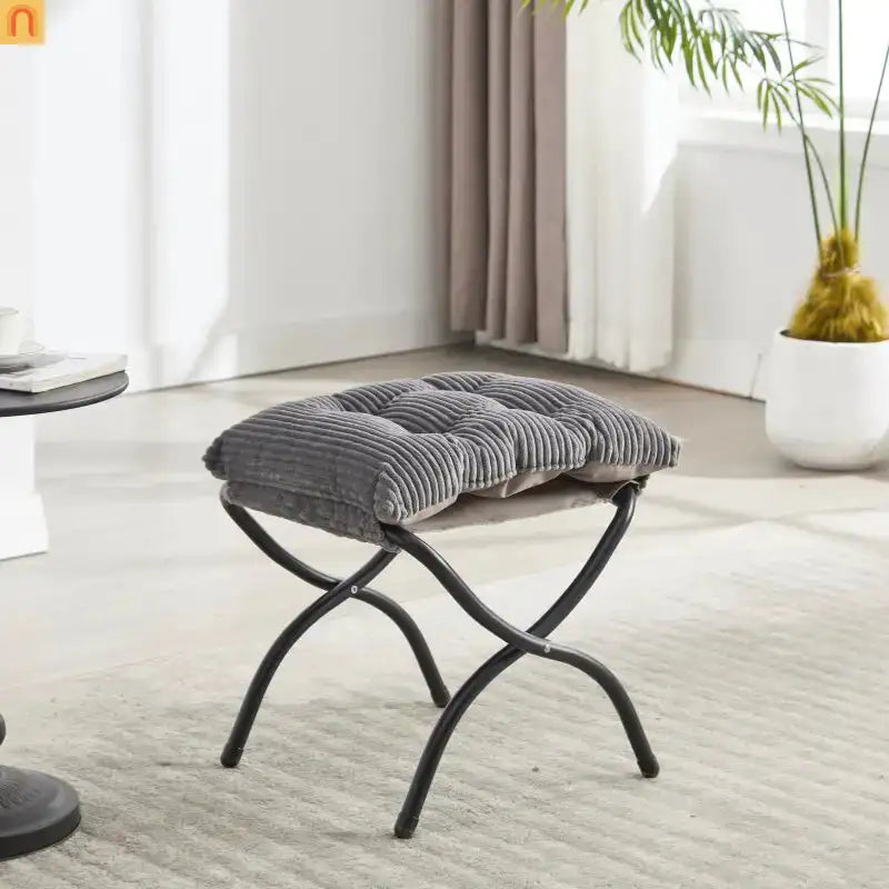 Accent Chair Lounge Gray Flannelette with Ottoman and Side Pocket