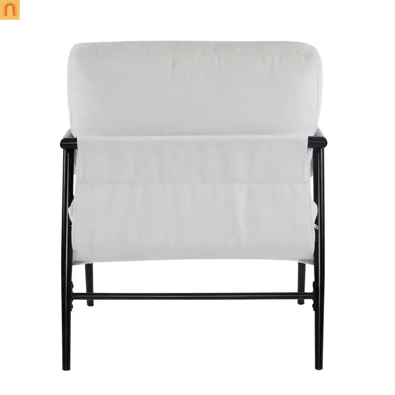 Accent Chair Modern Metal Frame Wood Armrests Beige Foam 27in