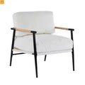 Accent Chair Modern Metal Frame Wood Armrests Beige Foam 27in