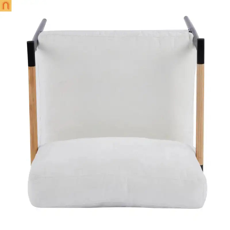 Accent Chair Modern Metal Frame Wood Armrests Beige Foam 27in