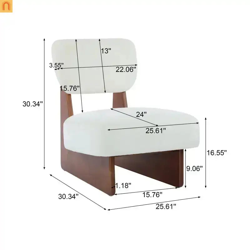 Accent Chair Modern Minimalist Polyester Beige Set of 2 Walnut Base