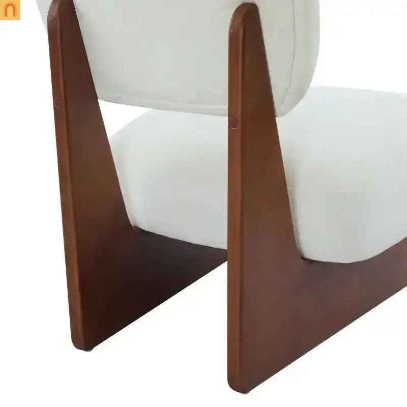 Accent Chair Modern Minimalist Polyester Beige Set of 2 Walnut Base