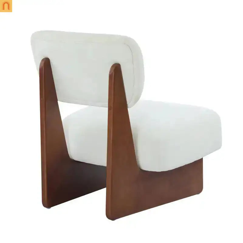 Accent Chair Modern Minimalist Polyester Beige Set of 2 Walnut Base