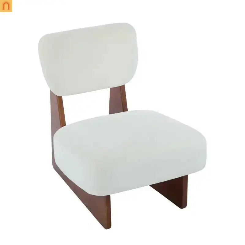 Accent Chair Modern Minimalist Polyester Beige Set of 2 Walnut Base