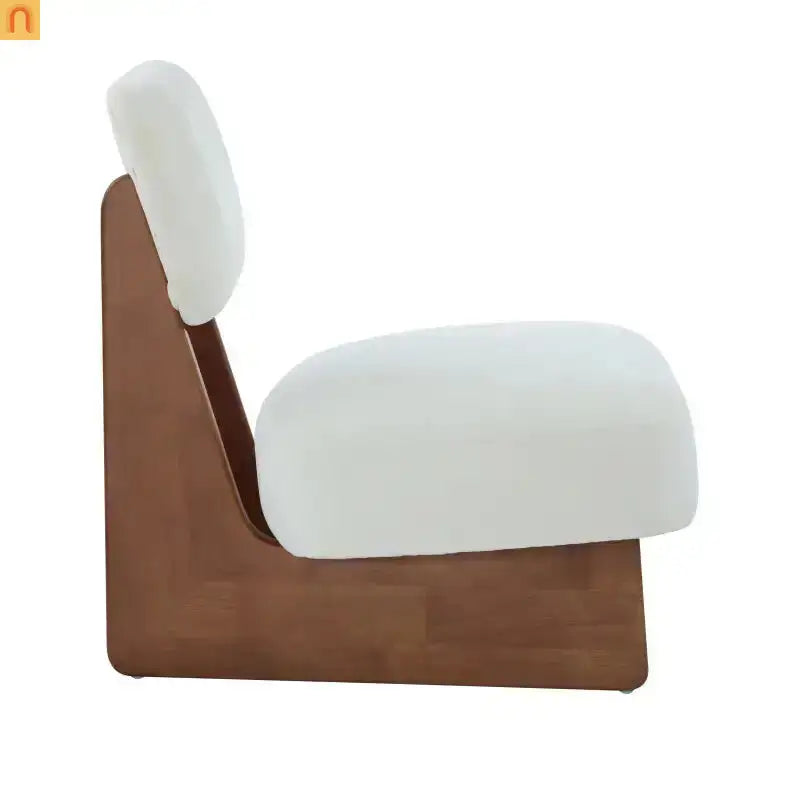 Accent Chair Modern Minimalist Polyester Beige Set of 2 Walnut Base