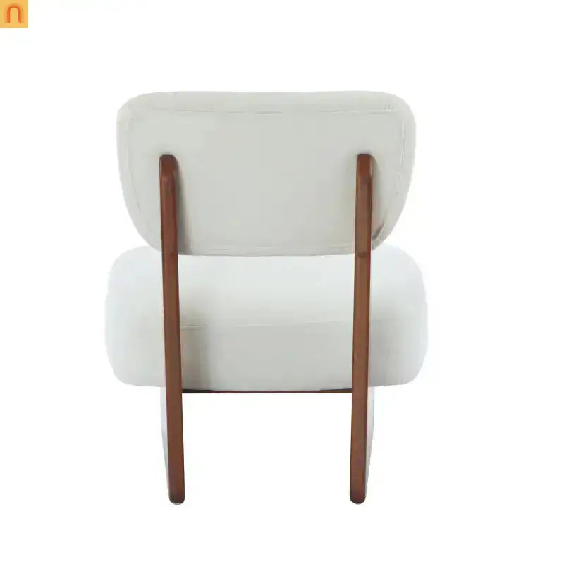Accent Chair Modern Minimalist Polyester Beige Set of 2 Walnut Base